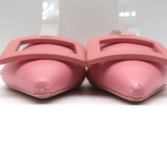 Roger Vivier Gommettine Buckle Slingback Ballet Flats Pink Leather Size 36 - Picture 5 of 12
